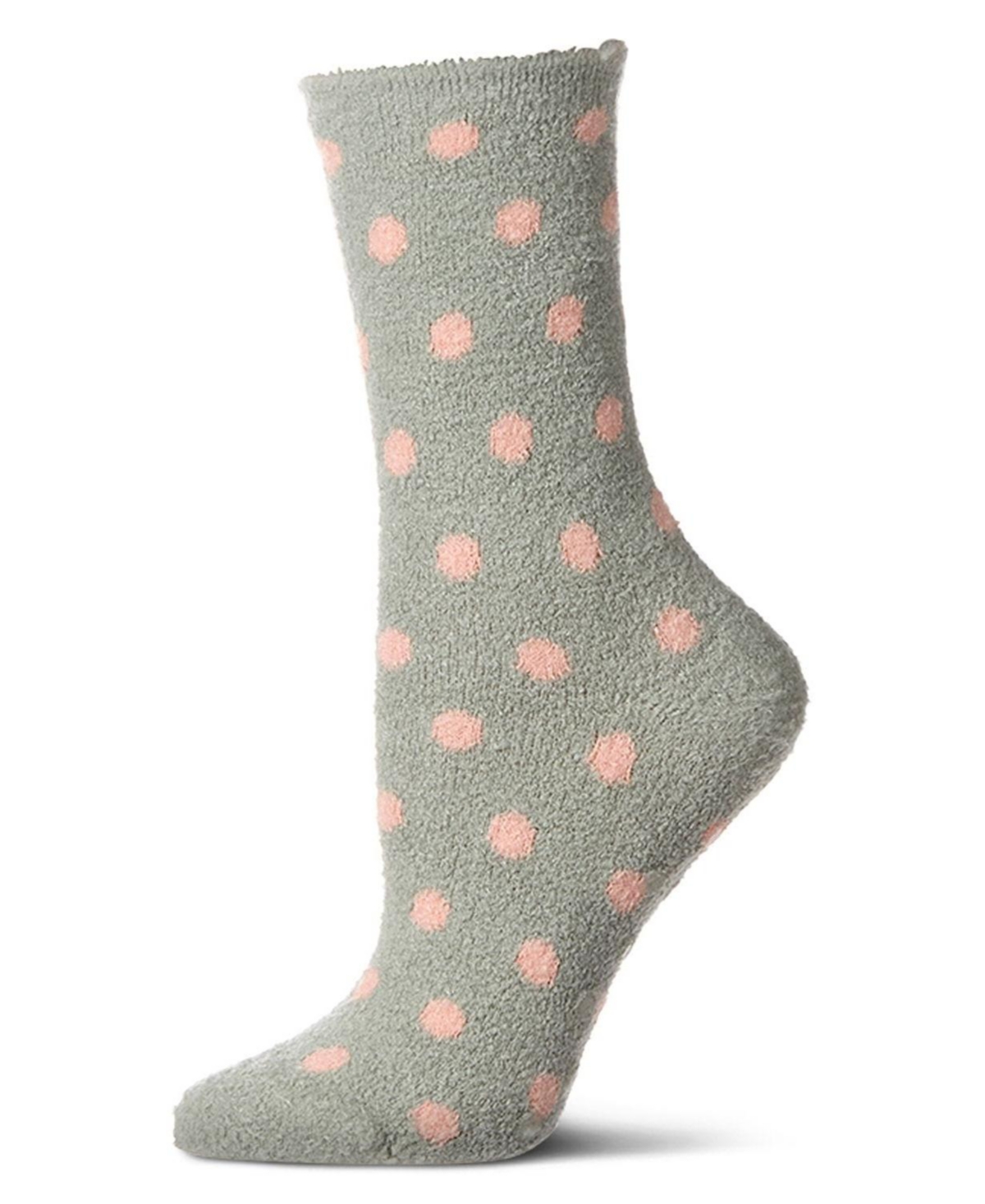 MeMoi Women's Polka Dot Non-Skid Lavender Infused Crew-Length Cozy Spa Sock
