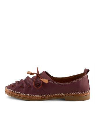 BERNA Leather Slip-On Shoes with Elastic Vamp and Whip-Stitched Details