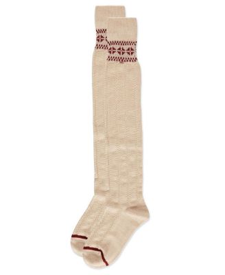 Women's Fair Isle Border Wool Blend Over The Knee Warm Sock