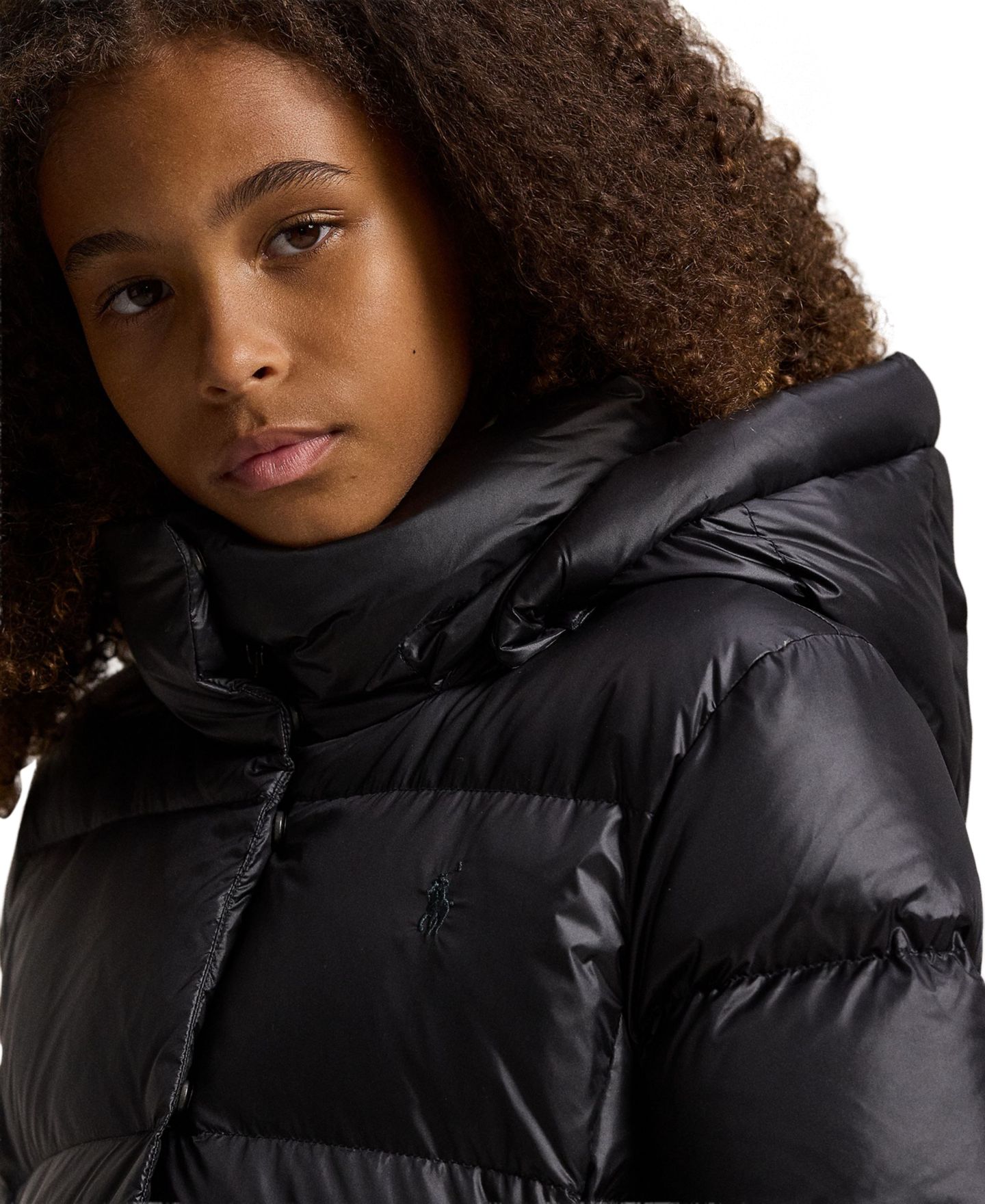 Куртка Polo Ralph Lauren Hooded Long Jacket для девочек, цвет: Чёрный — фото 2