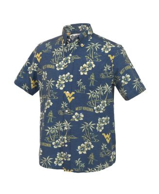 Men's Navy West Virginia Mountaineers Kekai Classic Tri-Blend Button-Down Shirt