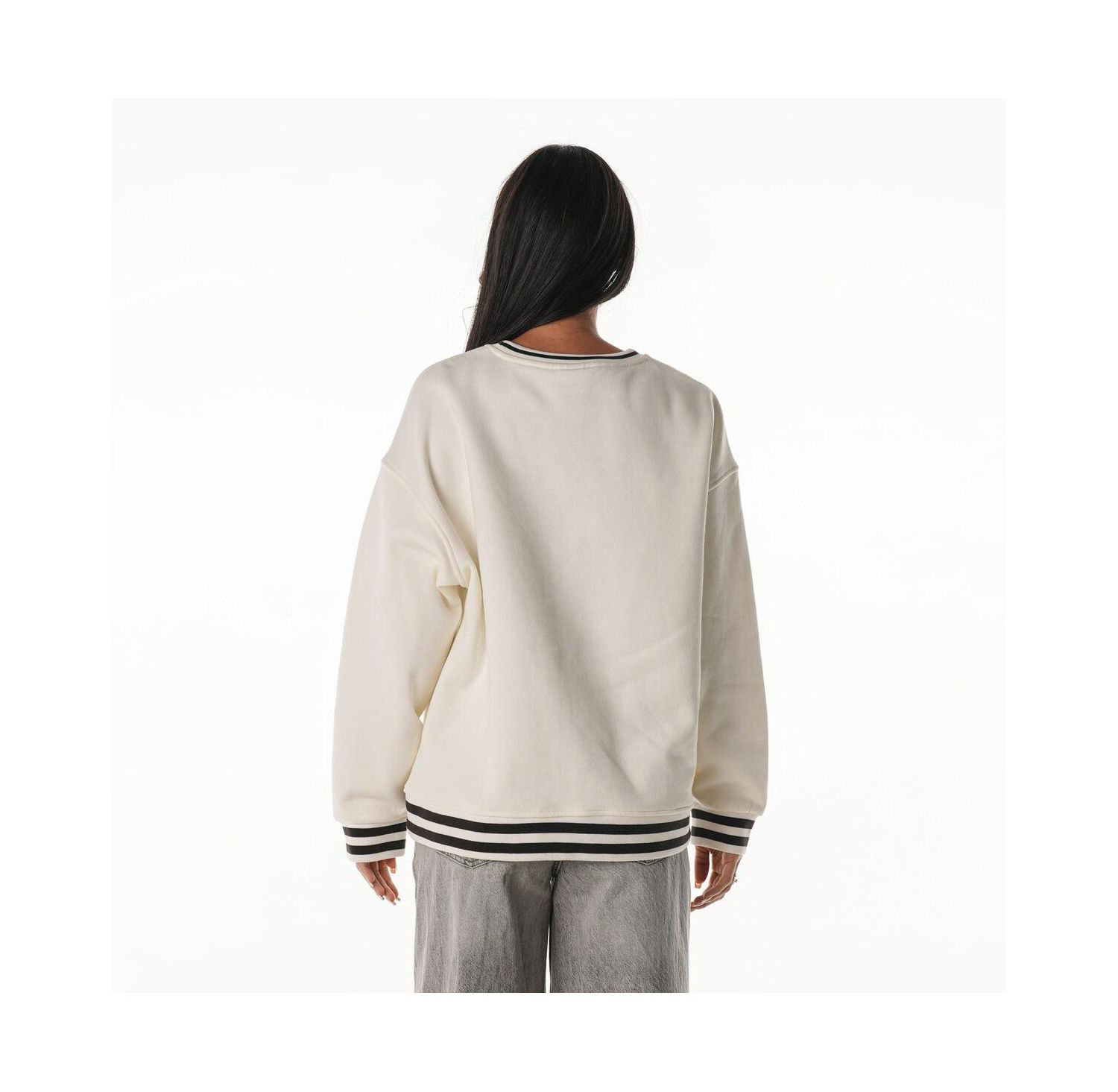 Women's Cream Cleveland Browns Oversized Vintage French Terry Sweatshirt