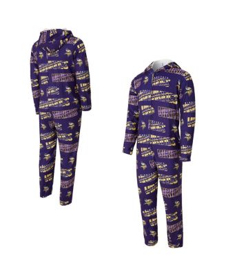 Concepts Sport - Men's Purple Minnesota Vikings Shuffle All-Over-Print Microfleece Full-Zip Union Suit