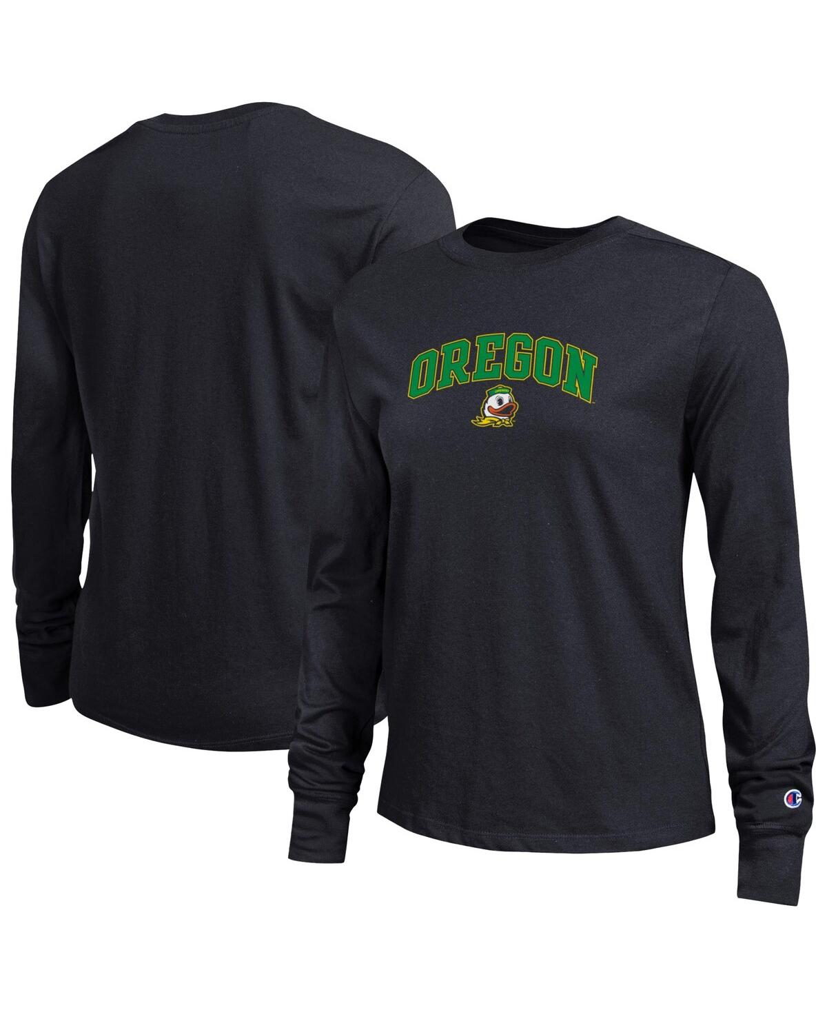 Champion Women's Black Oregon Ducks Arch Over Logo Long Sleeve T-shirt In Black