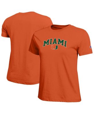 Women's Orange Miami Hurricanes Arched Over Logo T-Shirt