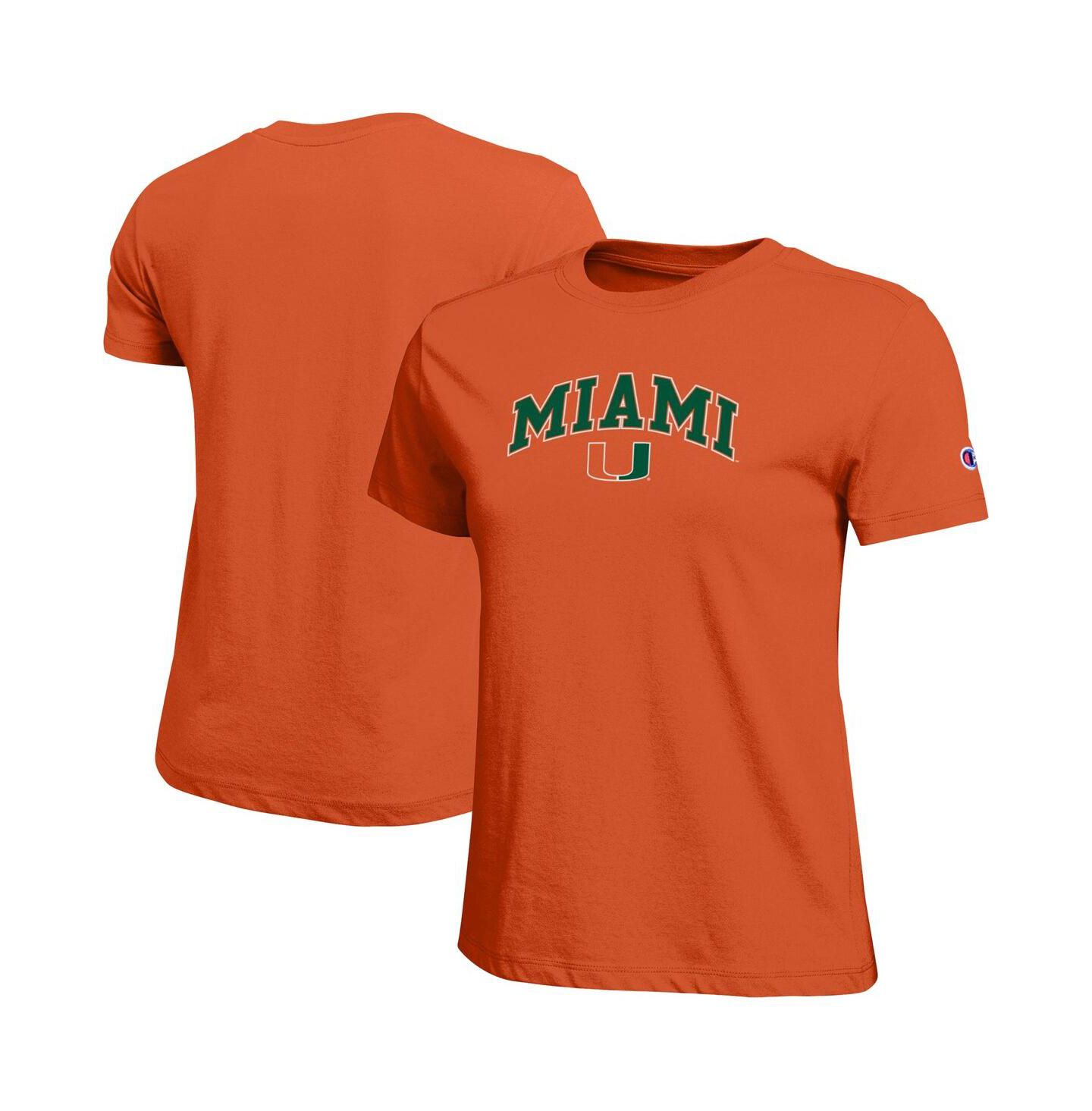 Женская футболка Champion Orange Miami Hurricanes Arched Over Logo — фото 1