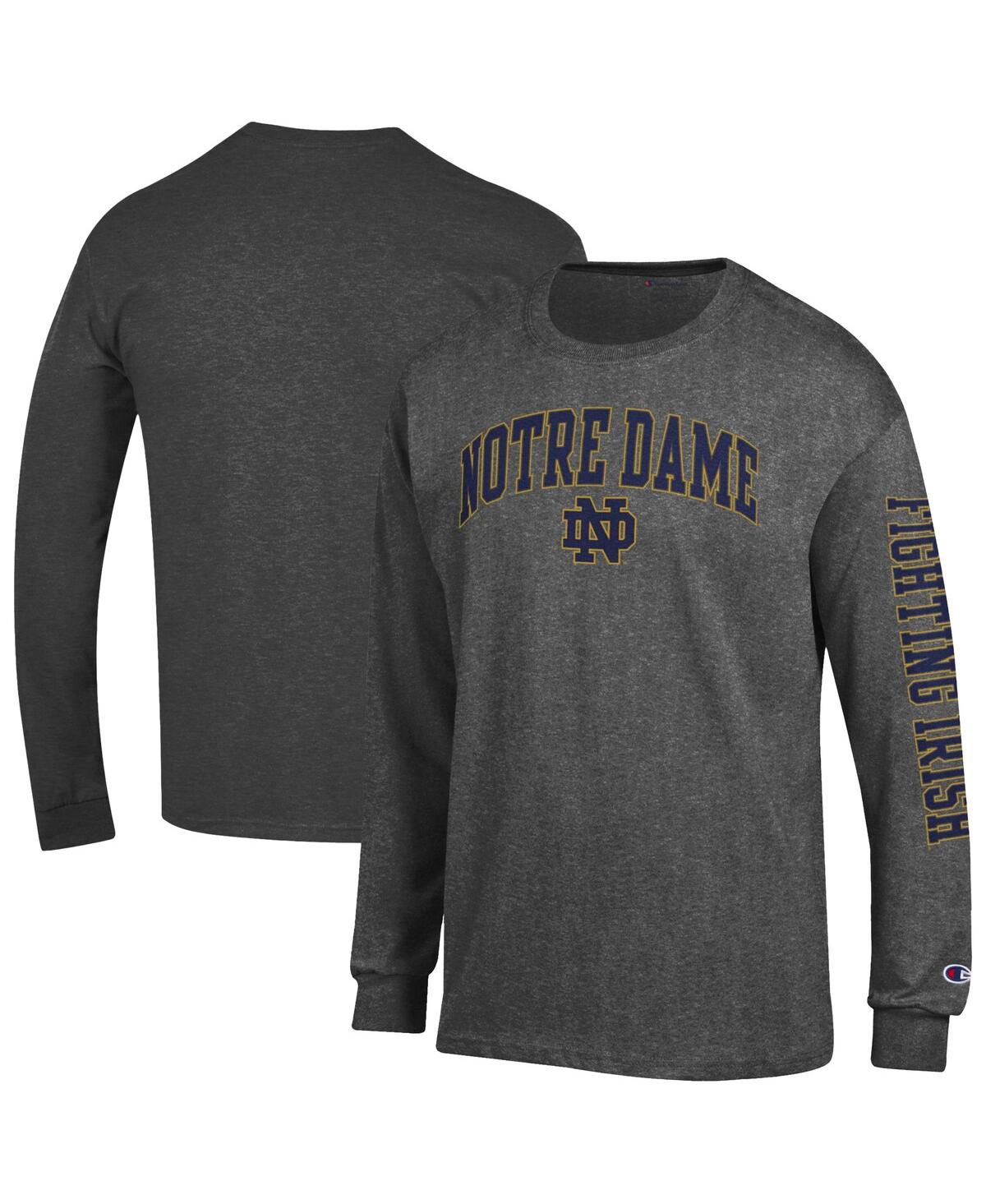 Champion Men's Navy Notre Dame Fighting Irish Arch Over Logo 2-Hit Long Sleeve T-Shirt