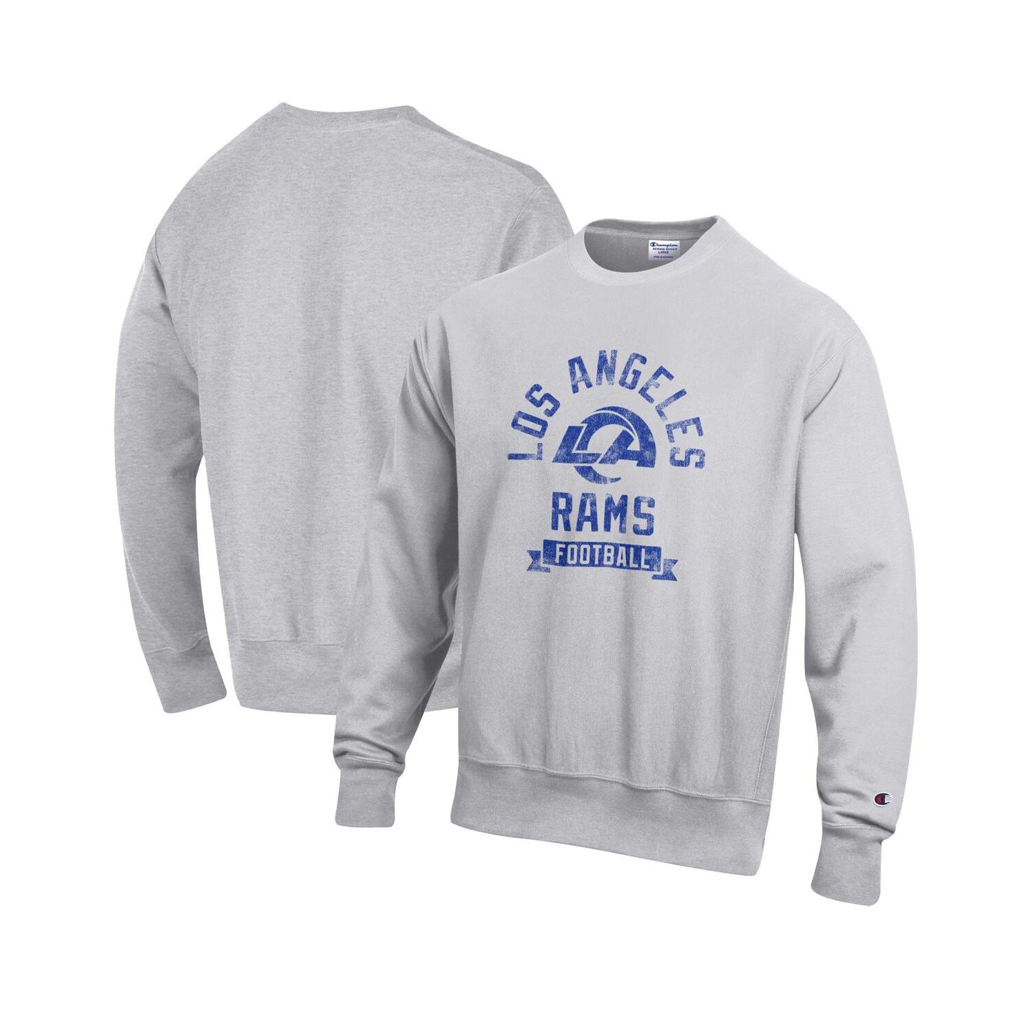 Men's Heather Gray Los Angeles Rams Reverse Weave Fleece Pullover Sweatshirt