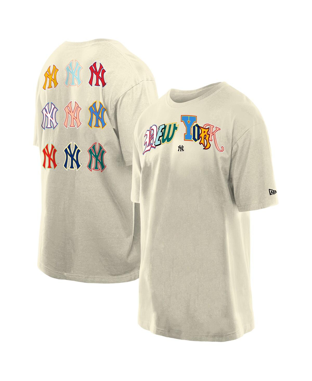 New Era Men's Cream New York Yankees Ransom Note Oversized T-shirt In Neutral