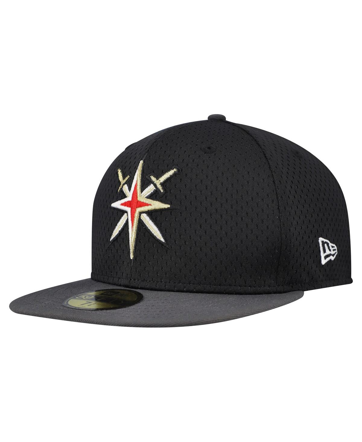 New Era Men's Black/gray Vegas Golden Knights Mesh Crown Two-tone 59fifty Fitted Hat In Black