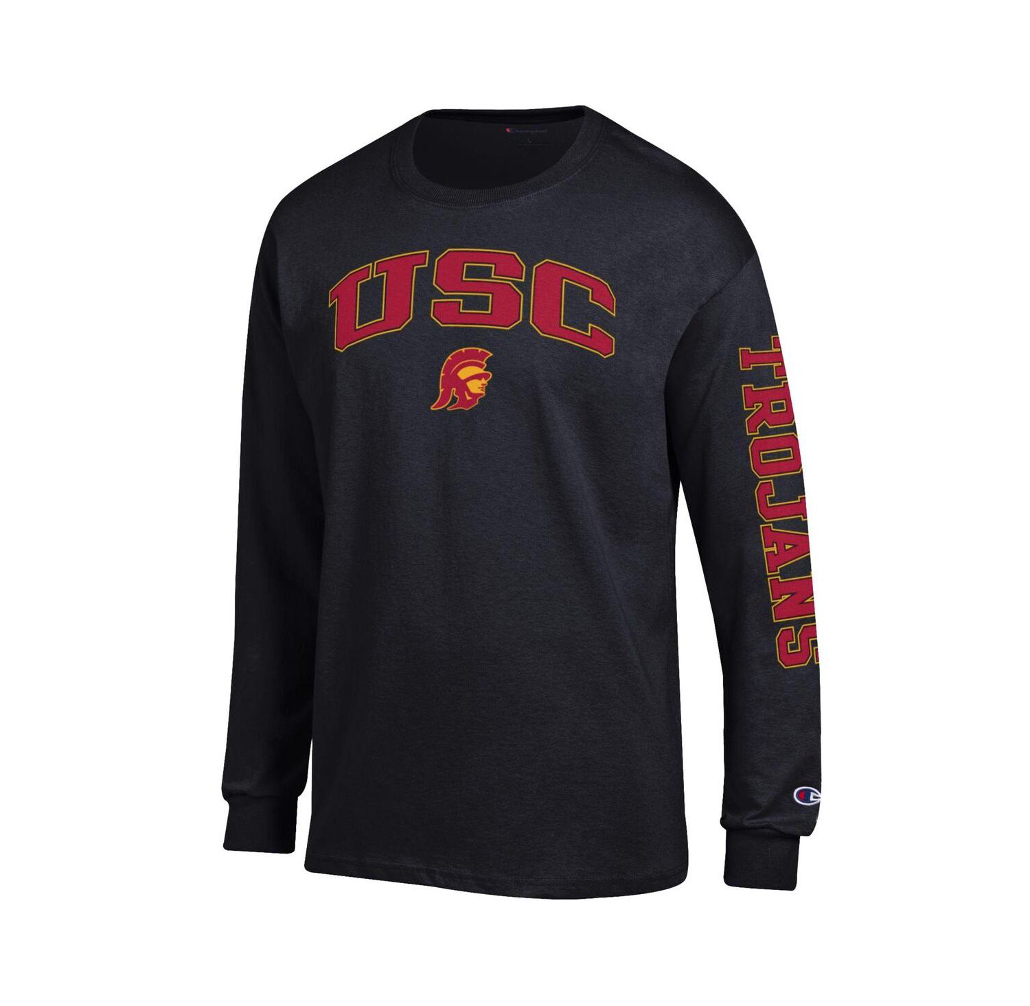 Men's Black USC Trojans Arch Over Logo 2-Hit Long Sleeve T-Shirt