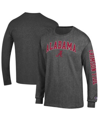 Champion - Men's Charcoal Alabama Crimson Tide Arch Over Logo 2-Hit Long Sleeve T-Shirt