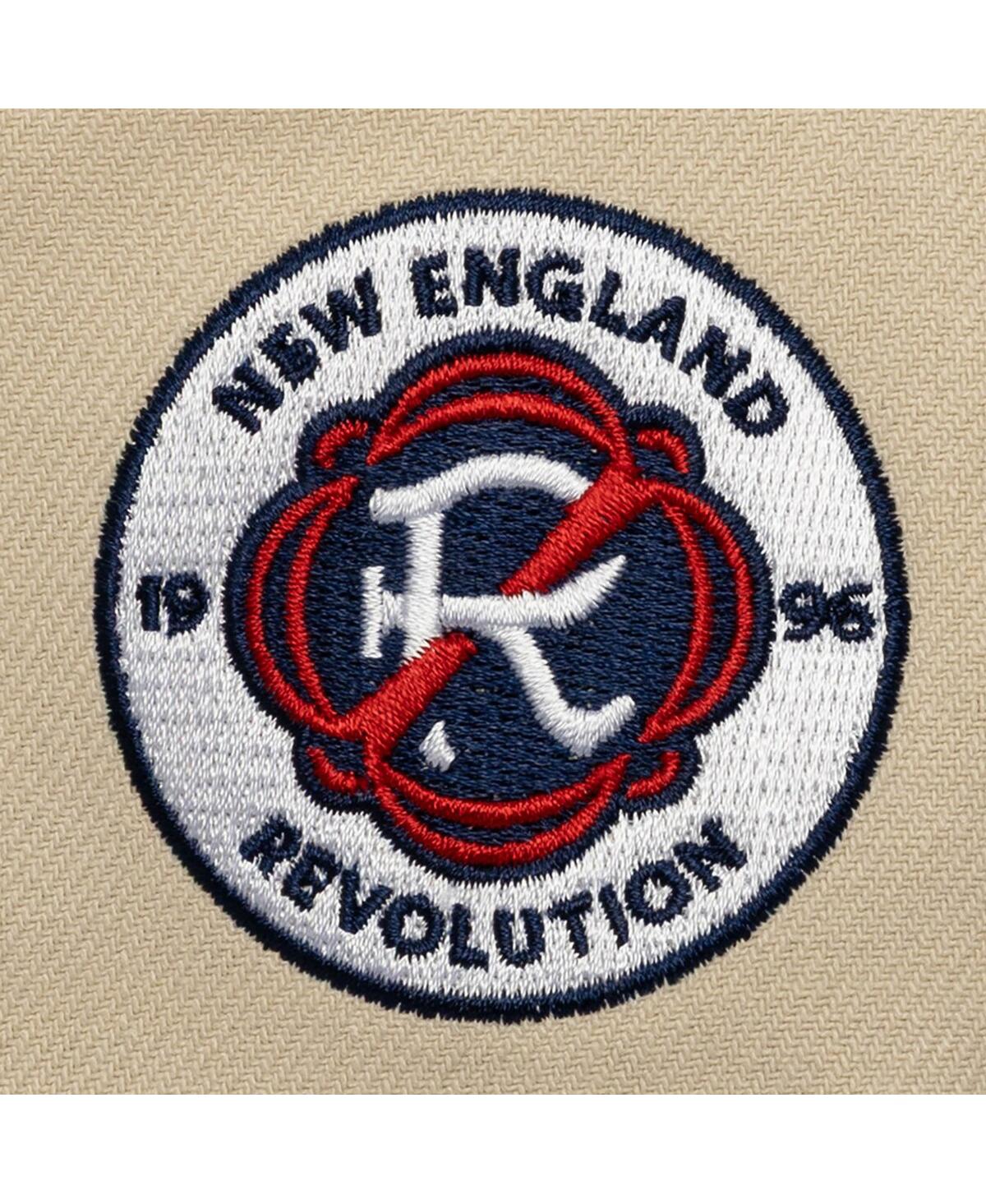 Mitchell & Ness Men's Cream/navy New England Revolution Upside Down Pro Pinch Snapback Hat In Brown