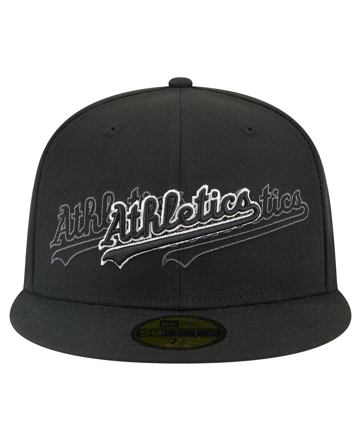 New Era Men's Black Athletics Tri-hit 59fifty Fitted Hat In Black