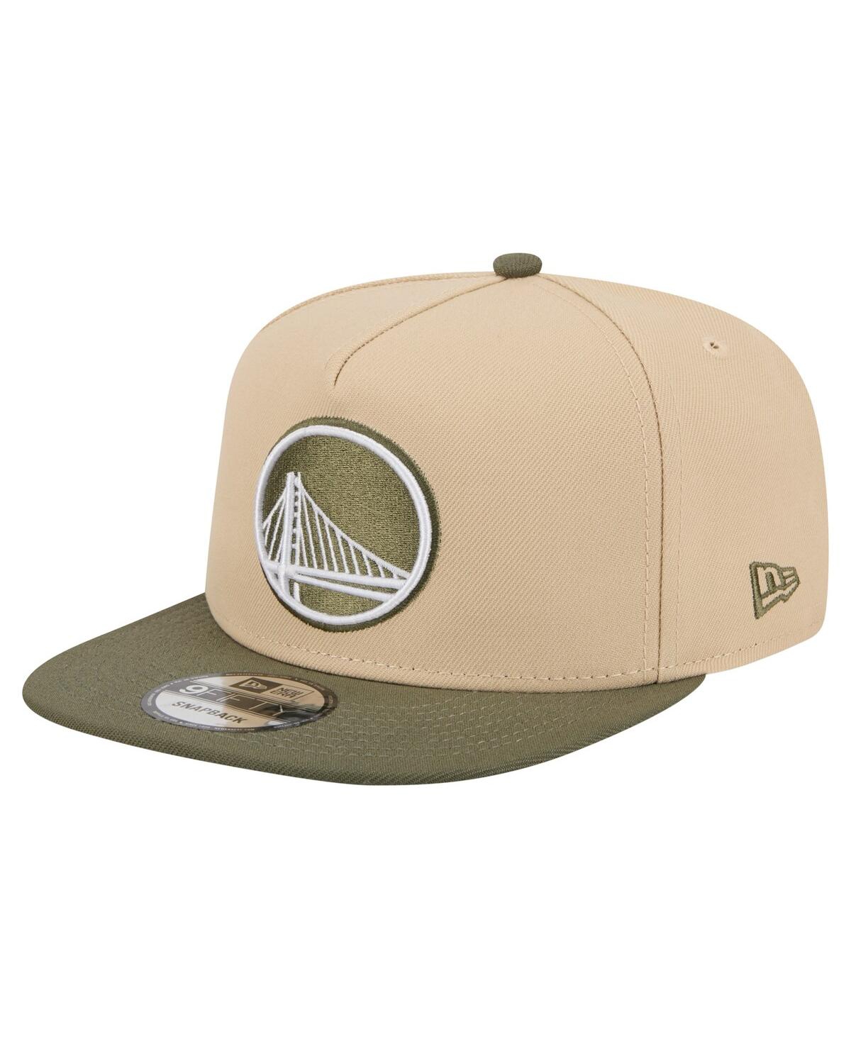 New Era Men's Khaki/Olive Golden State Warriors Color Pack Two-Tone A-Frame 9FIFTY Snapback Hat