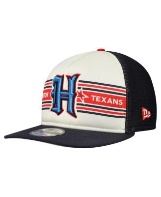 New Era - Men's Cream/Navy Houston Texans Banner A-Frame 9FIFTY Trucker Snapback Hat