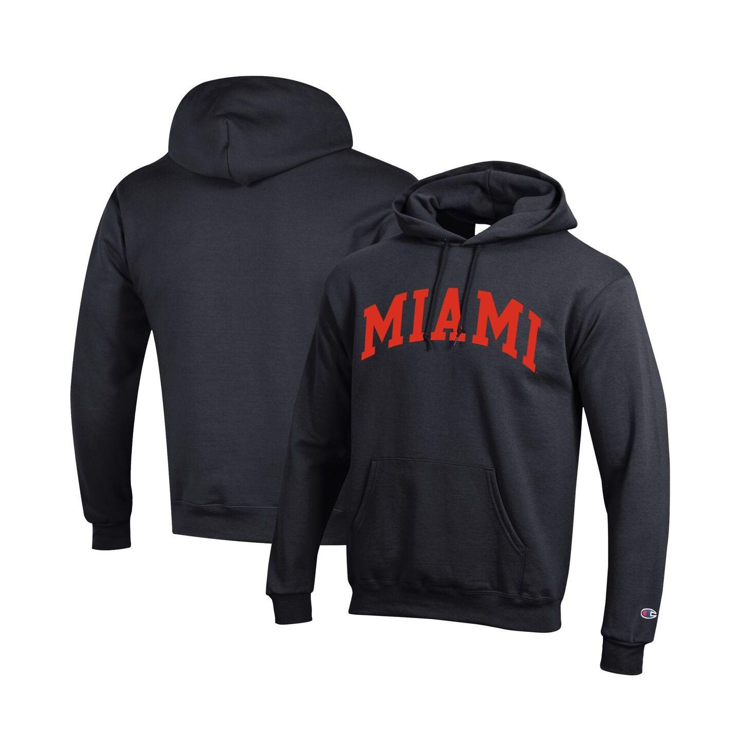 Мужское худи Champion Green Miami Hurricanes Basic Arch Fleece Pullover, цвет: Чёрный — фото 1