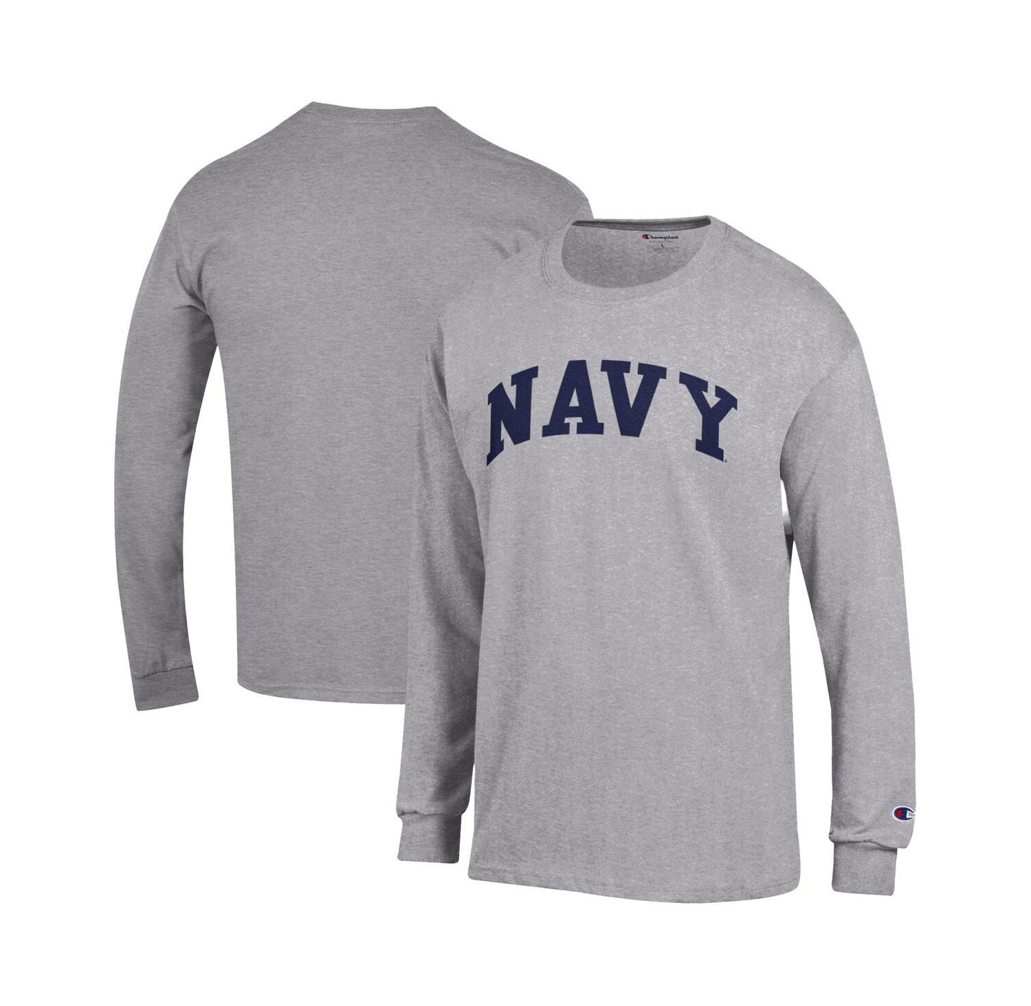 Men's Navy Navy Midshipmen Basic Arch Long Sleeve T-Shirt