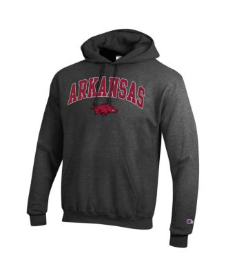 Men's Charcoal Arkansas Razorbacks Arched Logo Fleece Pullover Hoodie