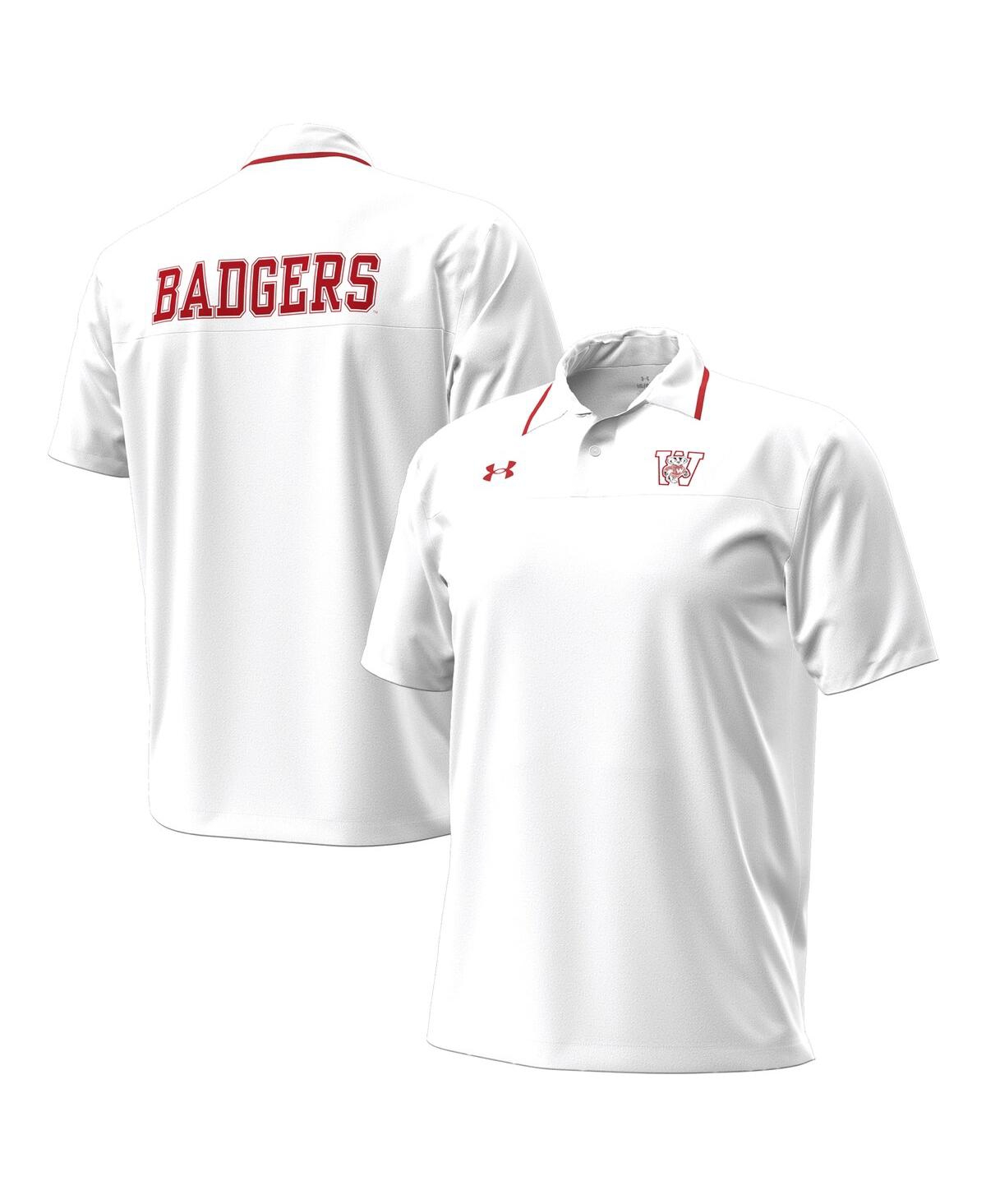 Under Armour Men's White Wisconsin Badgers 1980 Throwback Game Polo Shirt In White