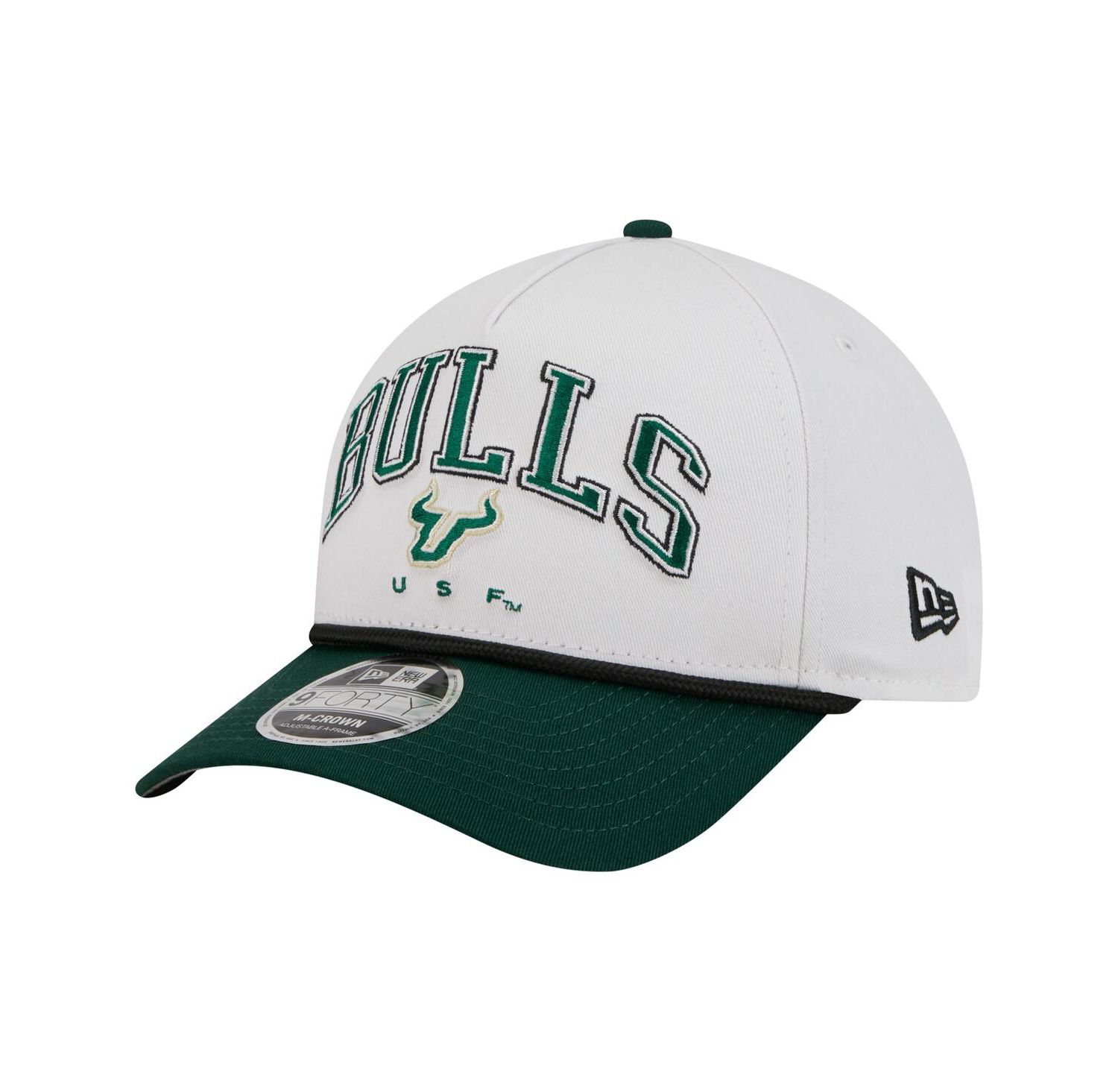Men's White/Green South Florida Bulls Arch Two-Tone Rope 9FORTY A-Frame M-Crown Adjustable Hat