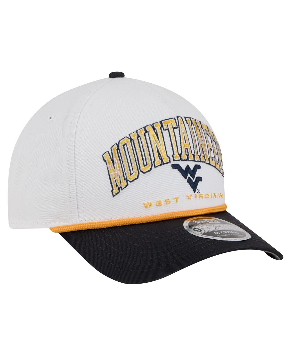 New Era Men's White/navy West Virginia Mountaineers Arch Two-tone Rope 9forty A-frame M-crown Adjustable Hat In White
