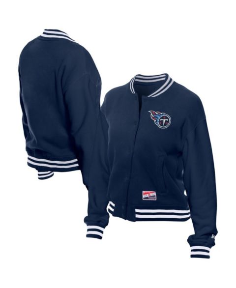 Женские куртки New Era Women's Navy Tennessee Titans Throwback Fleece Full-Snap Jacket