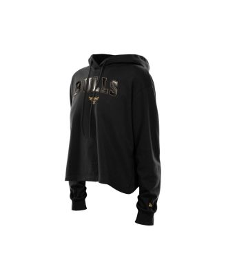 Women's Black Chicago Bulls Glam Game Open Back Hoodie
