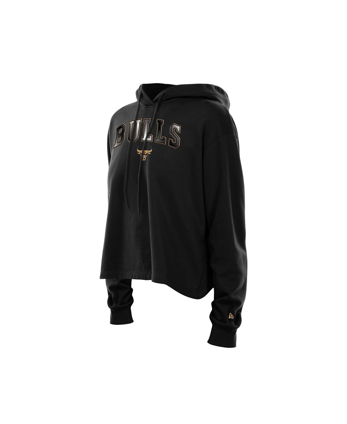 New Era Women's Black Chicago Bulls Glam Game Open Back Hoodie In Black