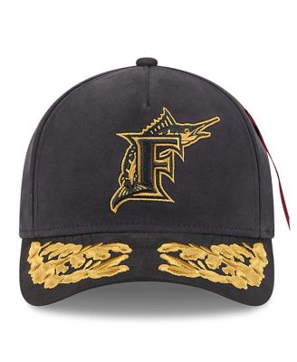 Men's Black Florida Marlins A-Frame 9FORTY Adjustable Hat