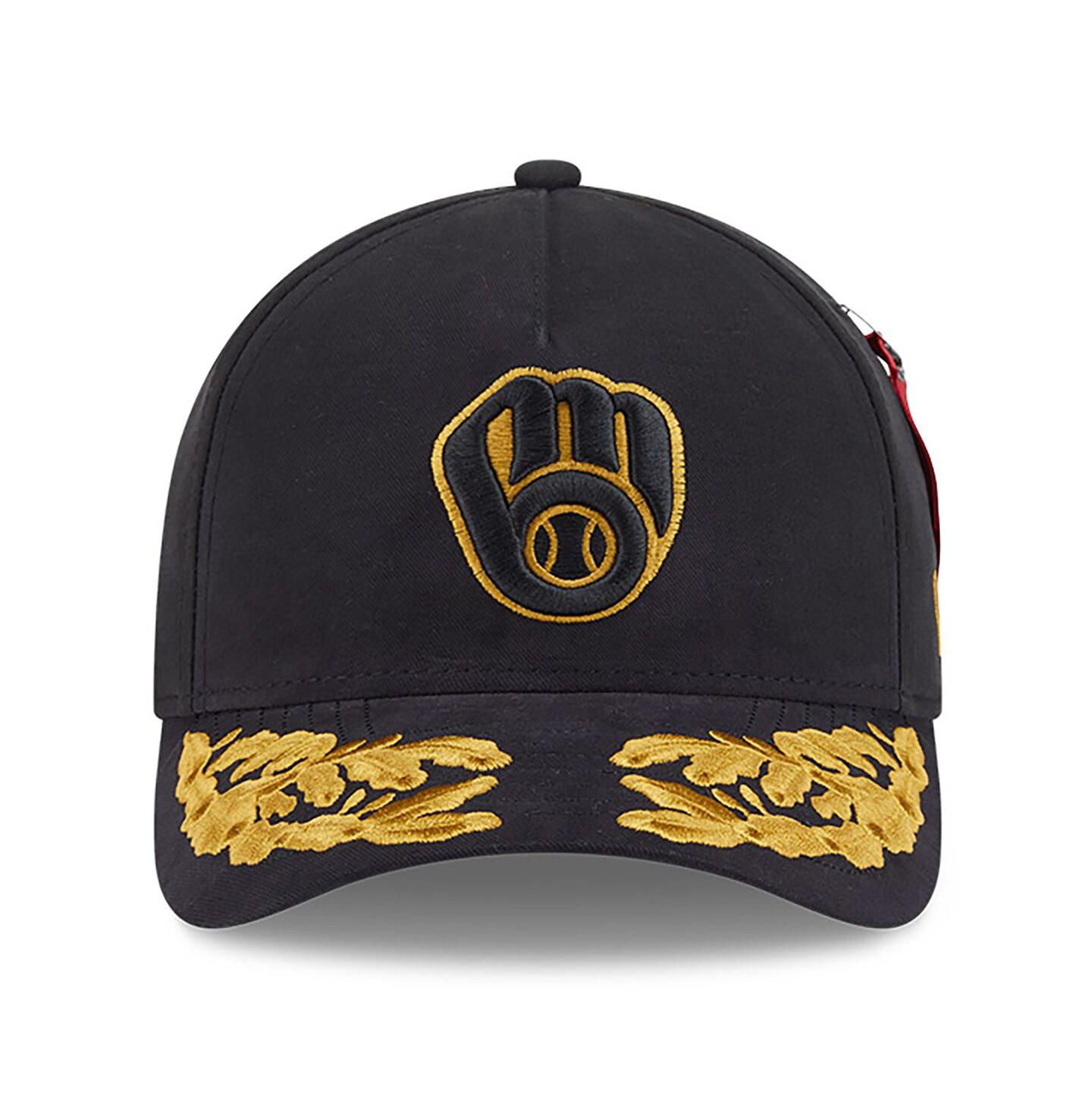Мужская кепка New Era Black Milwaukee Brewers A-Frame 9FORTY Adjustable Hat — фото 2