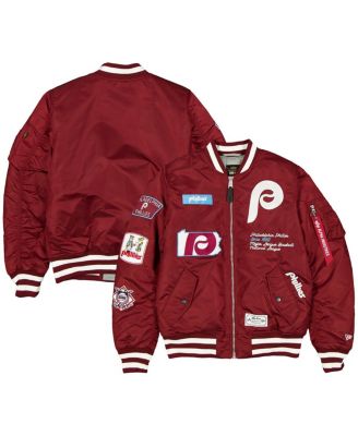 New Era - Men's Maroon Philadelphia Phillies Full-Zip Bomber Jacket