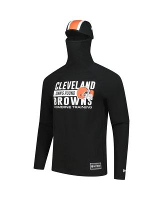Men's Black Cleveland Browns Functional Fandom Balaclava Helmet Stripe Tri-Blend Hoodie