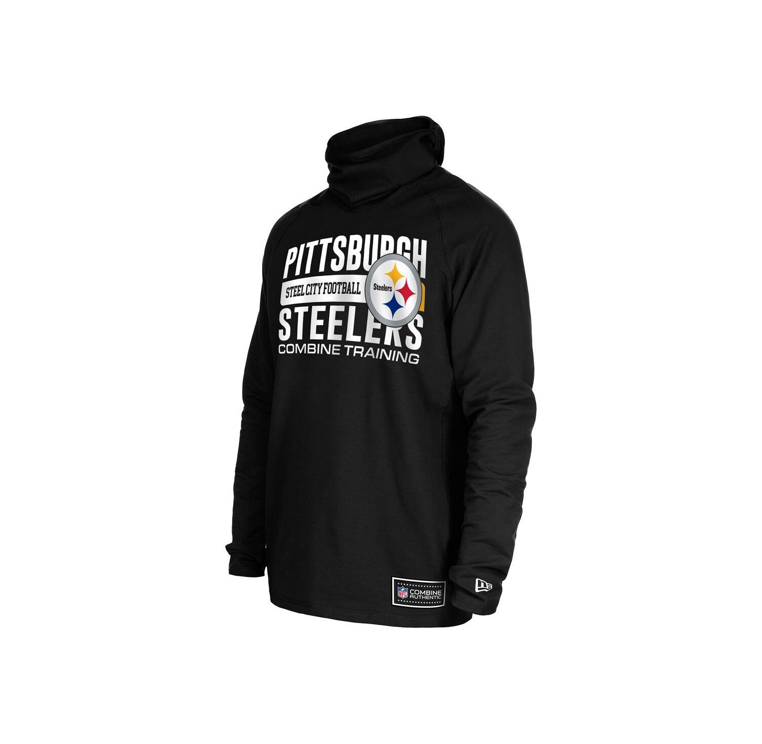 Men's Black Pittsburgh Steelers Functional Fandom Balaclava Helmet Stripe Tri-Blend Hoodie