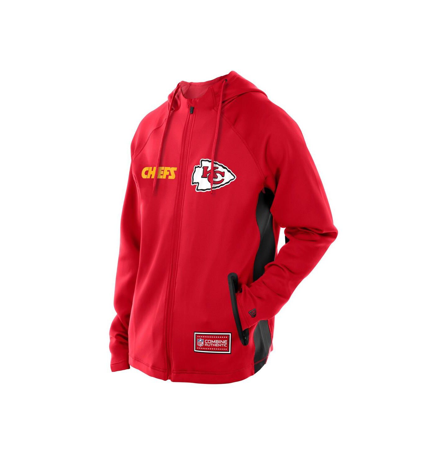 Мужское худи New Era Red Kansas City Chiefs Combine Authentic Raglan Scuba Full-Zip — фото 3