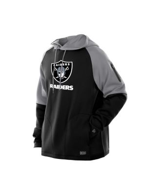 Men's Black Las Vegas Raiders Combine Authentic Color Block Raglan Pullover Hoodie