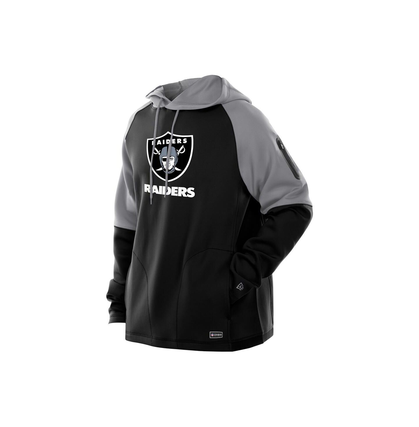 Мужское худи New Era Black Las Vegas Raiders Combine Authentic Color Block Raglan Pullover — фото 3