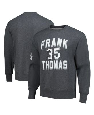 Mitchell & Ness - Men's Frank Thomas Heather Charcoal Chicago White Sox Legends Collection Vintage Logo Name Number Fleece Pullover Sweatshirt