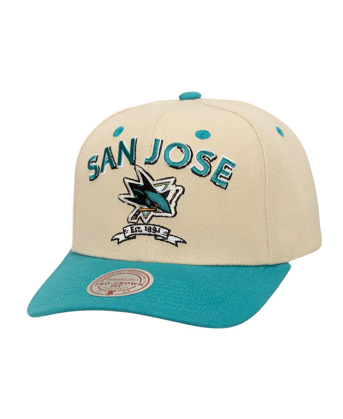 Mitchell & Ness Men's Cream San Jose Sharks Soul Legacy Defined Two-tone Pro Crown Adjustable Hat In Neutral