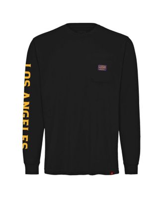 Men's and Women's Black Los Angeles Lakers  Heavyweight Pocket Long Sleeve T-Shirt