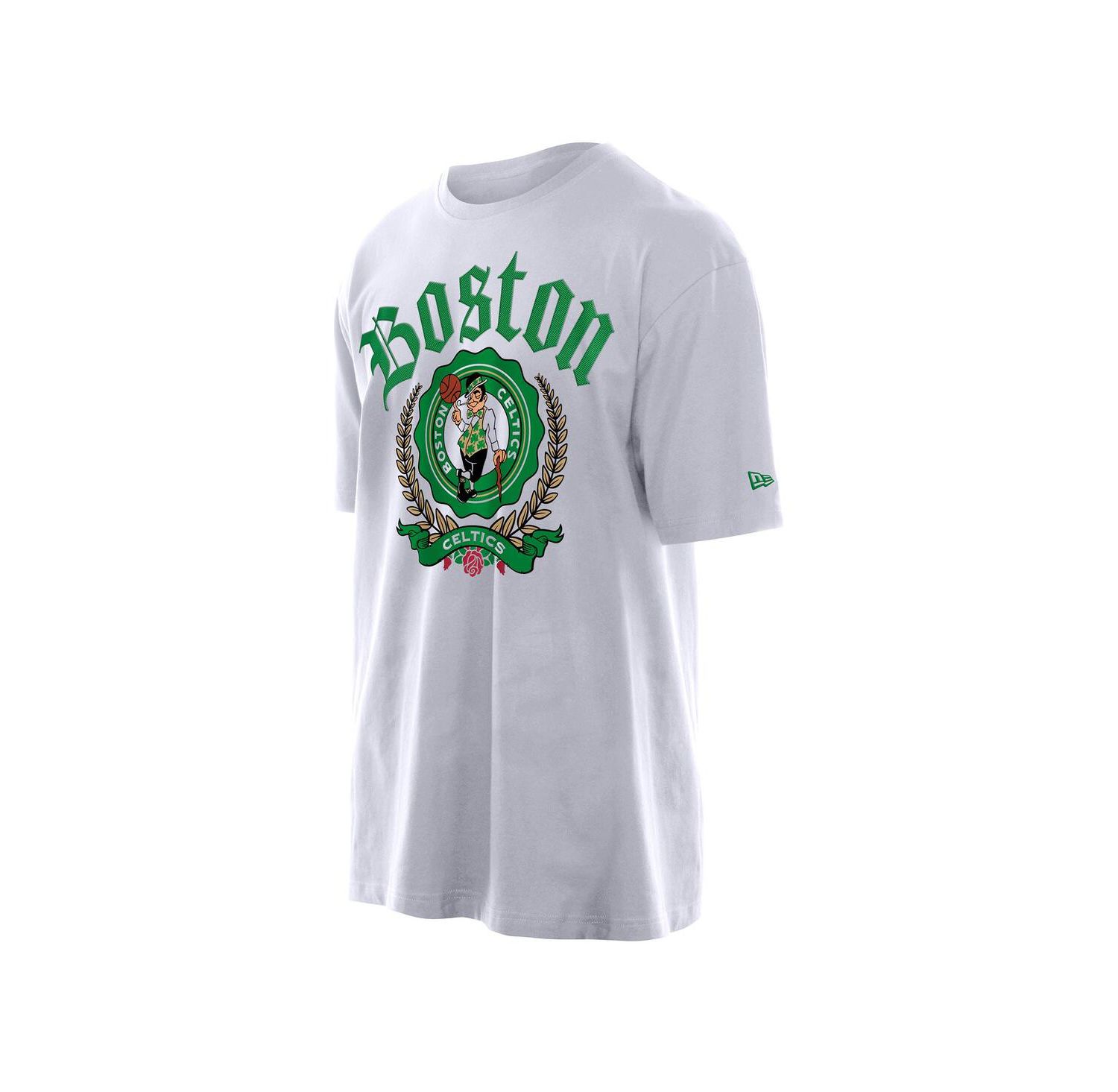 Men's White Boston Celtics Throwback Prep Oversized T-Shirt