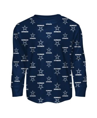 Toddler 2-Piece Navy Dallas Cowboys All-Over-Print Long Sleeve T-Shirt and Pants Sleep Set