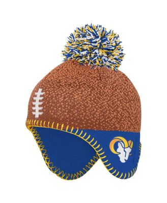Outerstuff - Baby Boys and Girls Brown Los Angeles Rams Football Head Knit with Pom Hat
