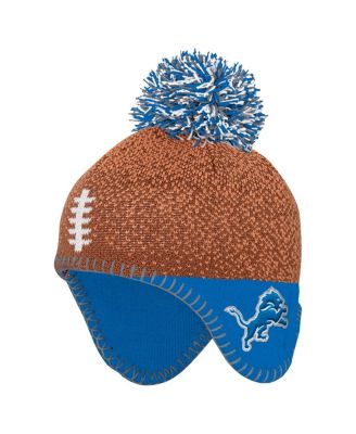 Outerstuff - Baby Boys and Girls Brown Detroit Lions Football Head Knit with Pom Hat