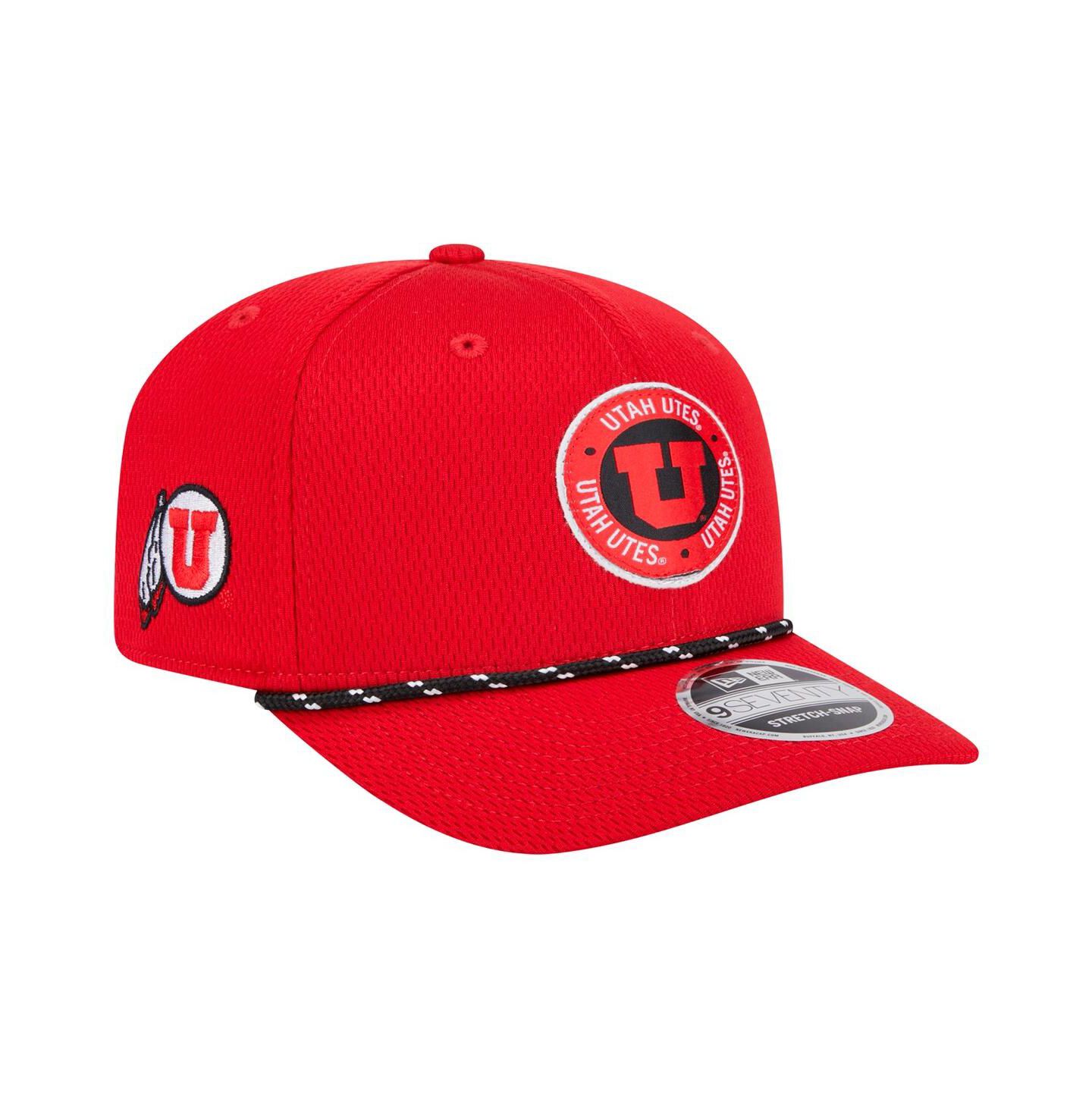 Мужской головной убор New Era Red Utah Utes Coolera 9SEVENTY Rope Stretch-Snap Hat — фото 1