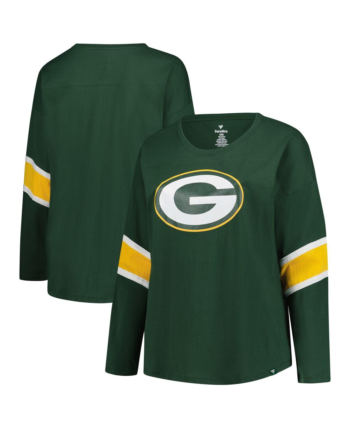Fanatics Women's Green Bay Packers Plus Size Redzone 3/4-sleeve Scoop Neck T-shirt