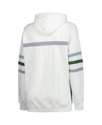 Women's White Green Bay Packers Plus Size Head Coach Throwback Pullover Hoodie