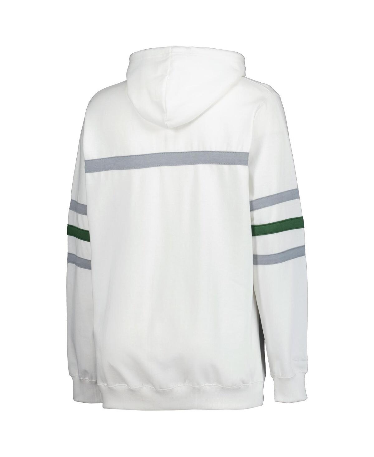 Mitchell & Ness White Green Bay Packers Plus Size Head Coach Throwback Pullover Hoodie In White