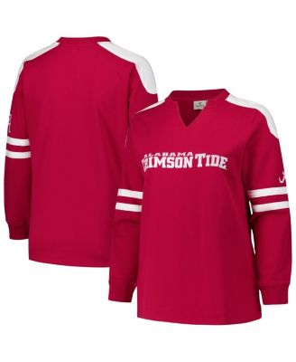 Fanatics - Women's Crimson Alabama Crimson Tide Plus Size Contrast Sleeve Fleece Pullover Sweatshirt