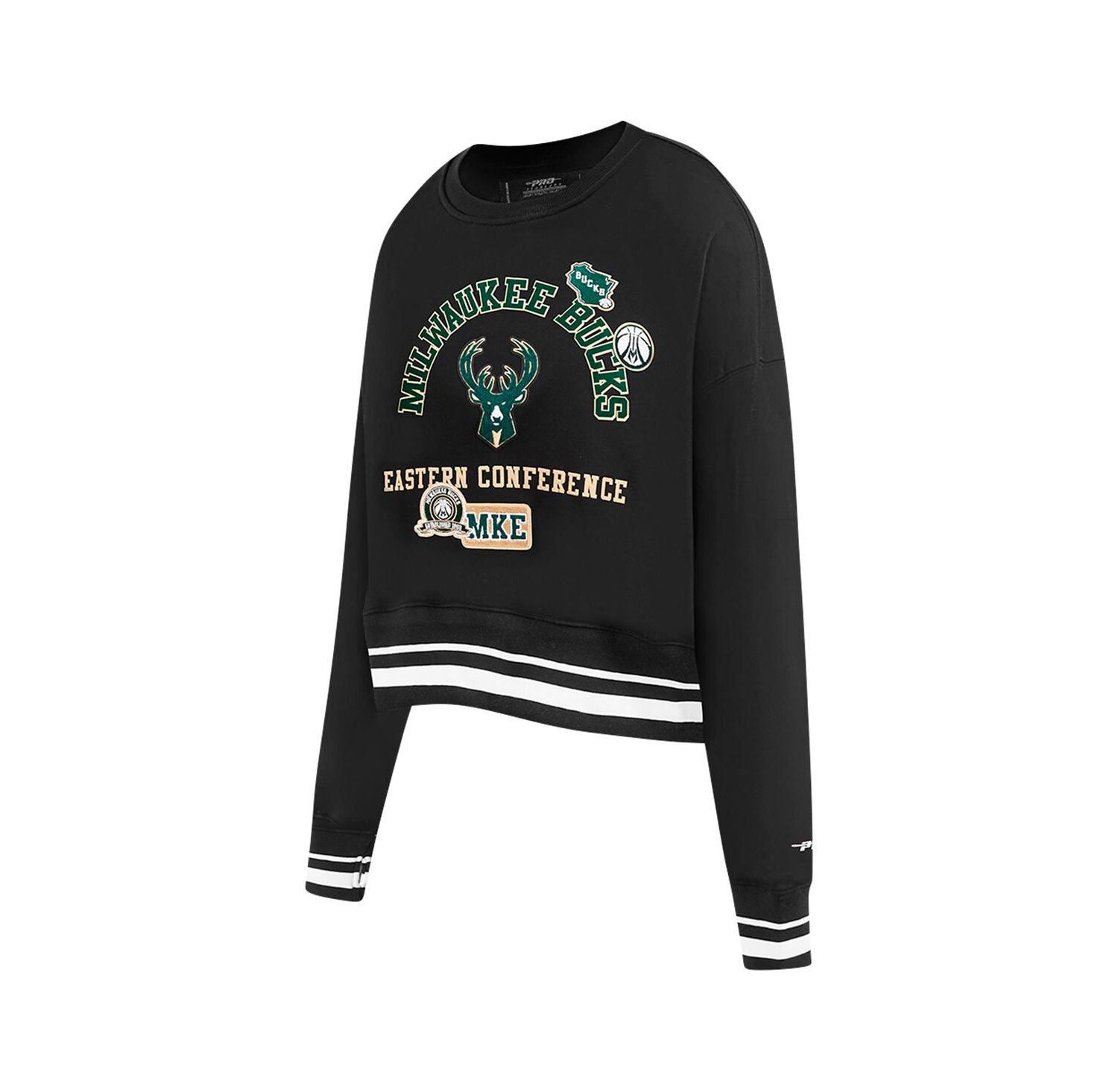 Women's Black Milwaukee Bucks Area Code Cropped Pullover Sweatshirt
